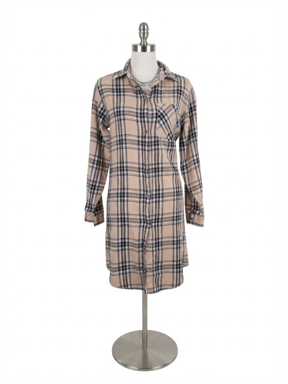 Spoon Jeans Plaid Flannel Button-Down Shirt Dress / Tunic Size S